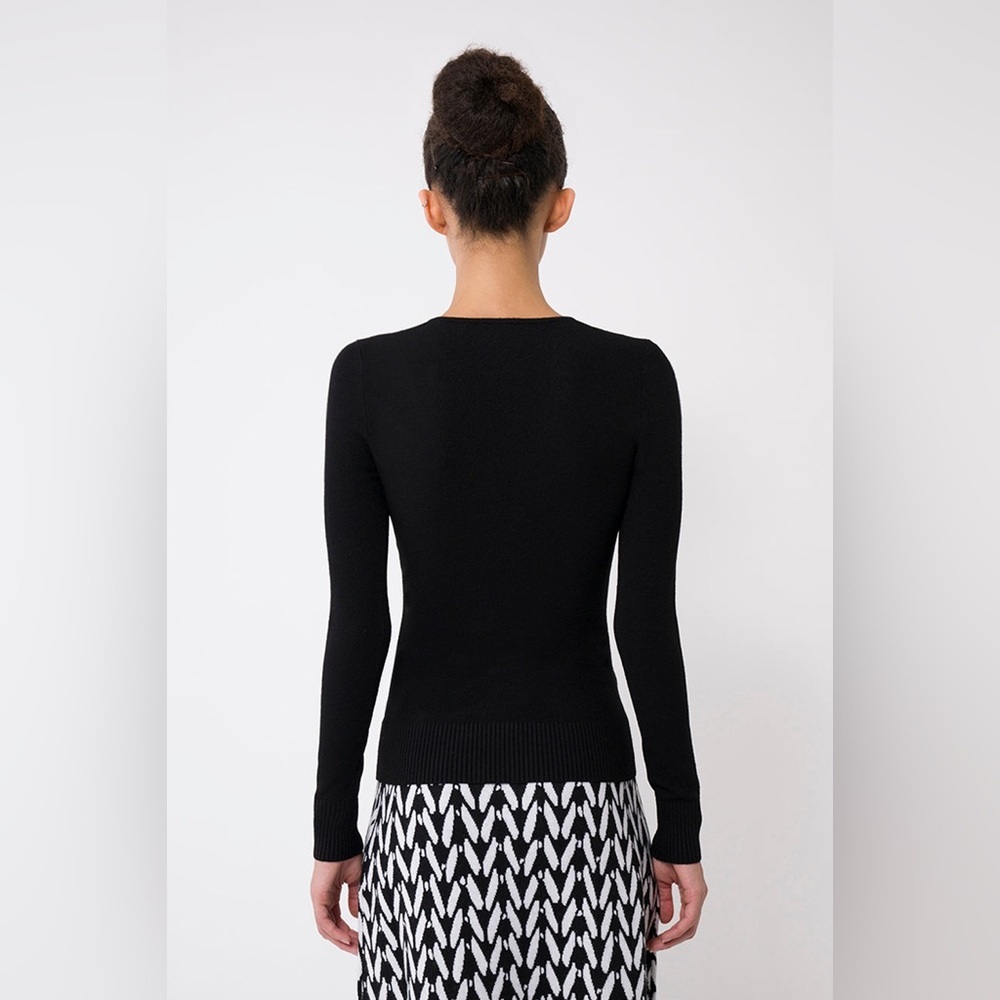 JoosTricot Black Ecomerino Wool Long Sleeve Keyhole Seed Stitch Top EUC Size XS - Picture 5 of 12